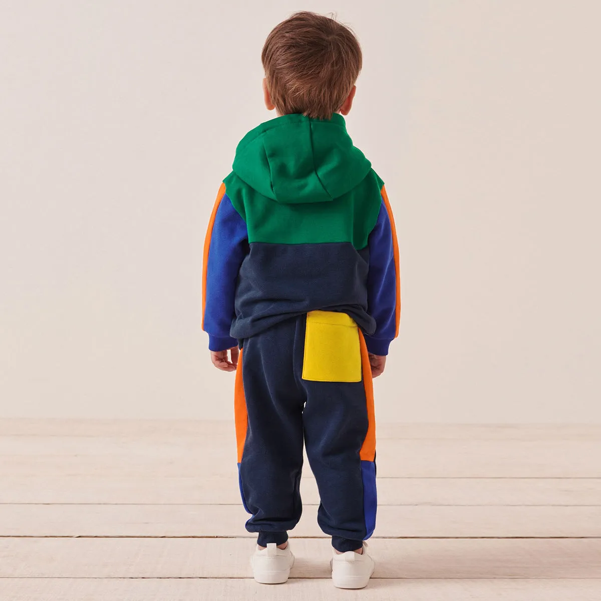 2 Pieces Set Kid Boys Color-blocking Hoodies Sweatshirts And Pants Wholesale 231130270