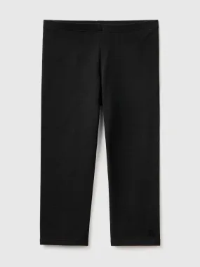 3/4 leggings in stretch cotton - Black | Benetton