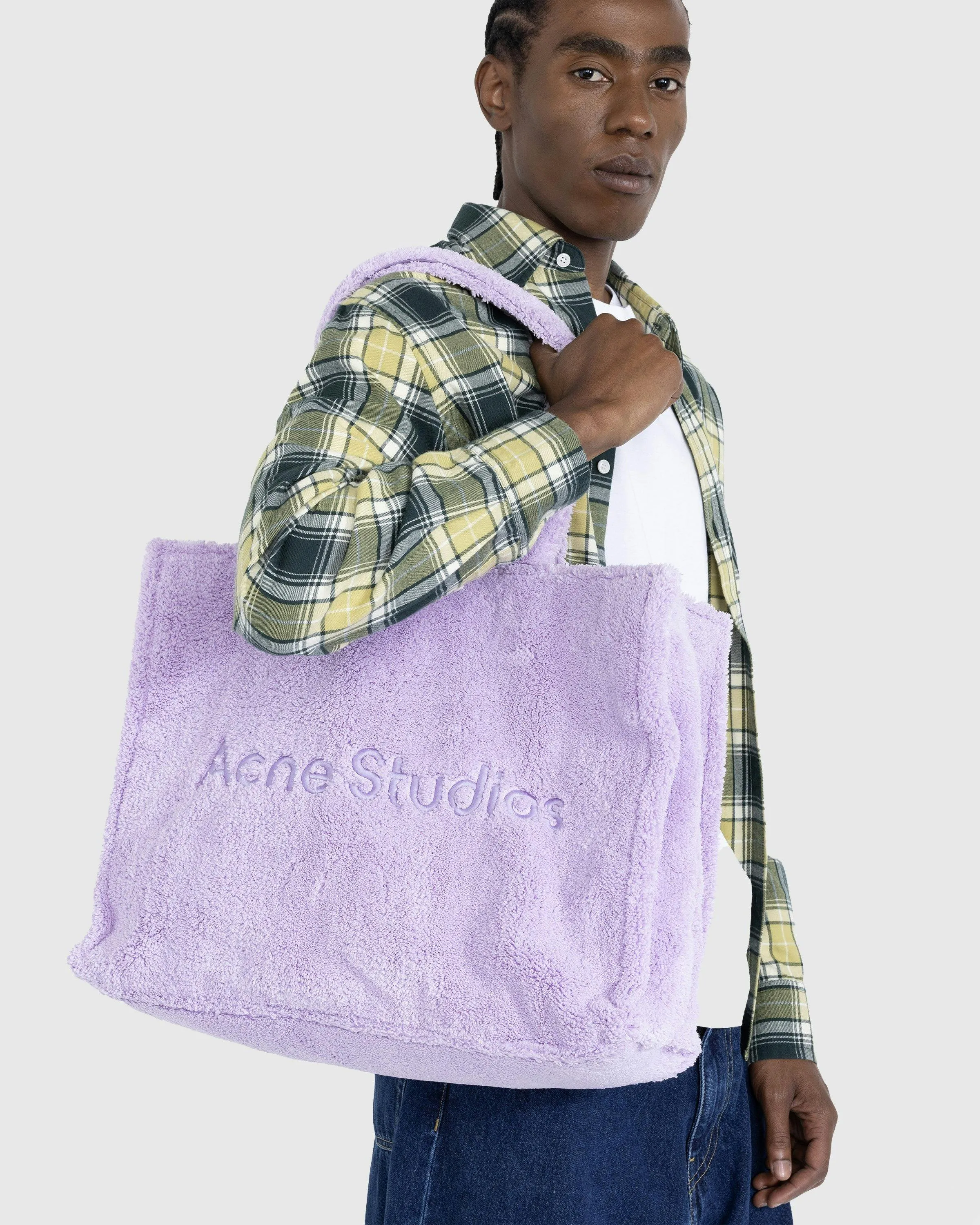 Acne Studios – Furry Logo Shoulder Tote Bag Lilac Purple | Highsnobiety Shop