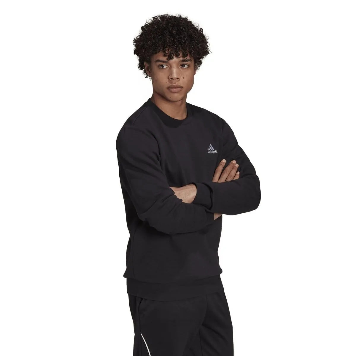 ADIDAS MEN'S ESSENTIALS FLEECE BLACK SWEATSHIRT