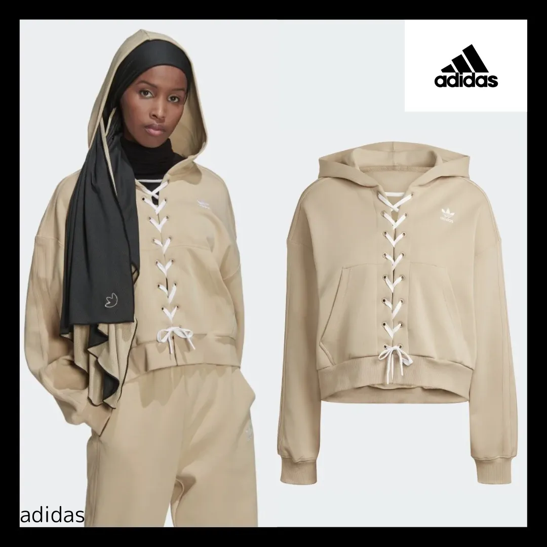 adidas  |Sweat Street Style Long Sleeves Plain Cotton Oversized