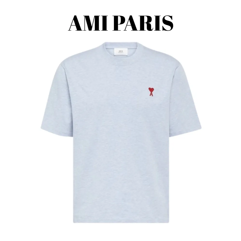 AMI PARIS  |Crew Neck Pullovers Plain Cotton Short Sleeves Logo