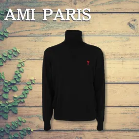 AMI PARIS  |Pullovers Long Sleeves Plain Designers Sweaters