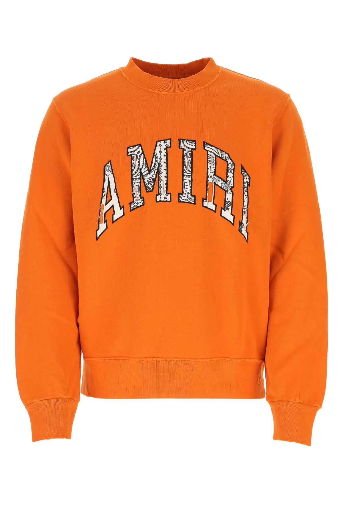 Amiri Bandana Logo Detailed Distressed Crewneck Sweatshirt