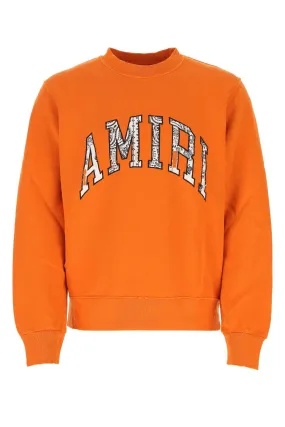 Amiri Bandana Logo Detailed Distressed Crewneck Sweatshirt