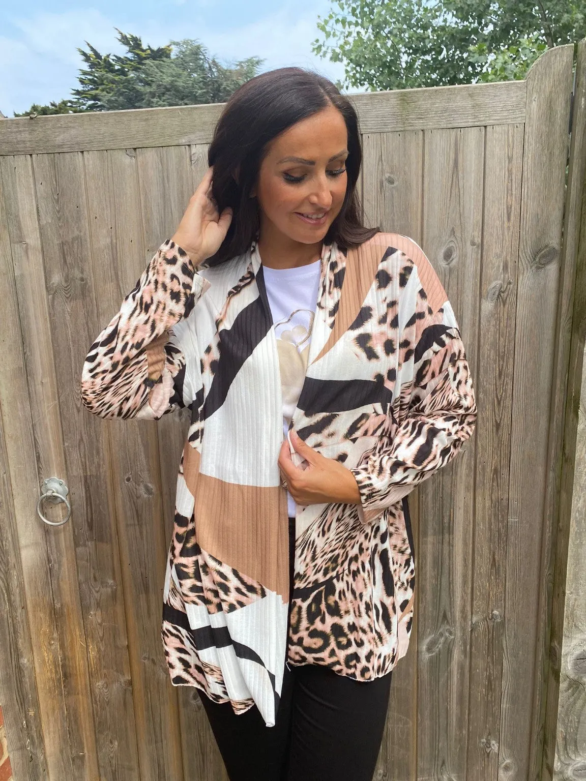 Animal Print Ribbed Cardigan