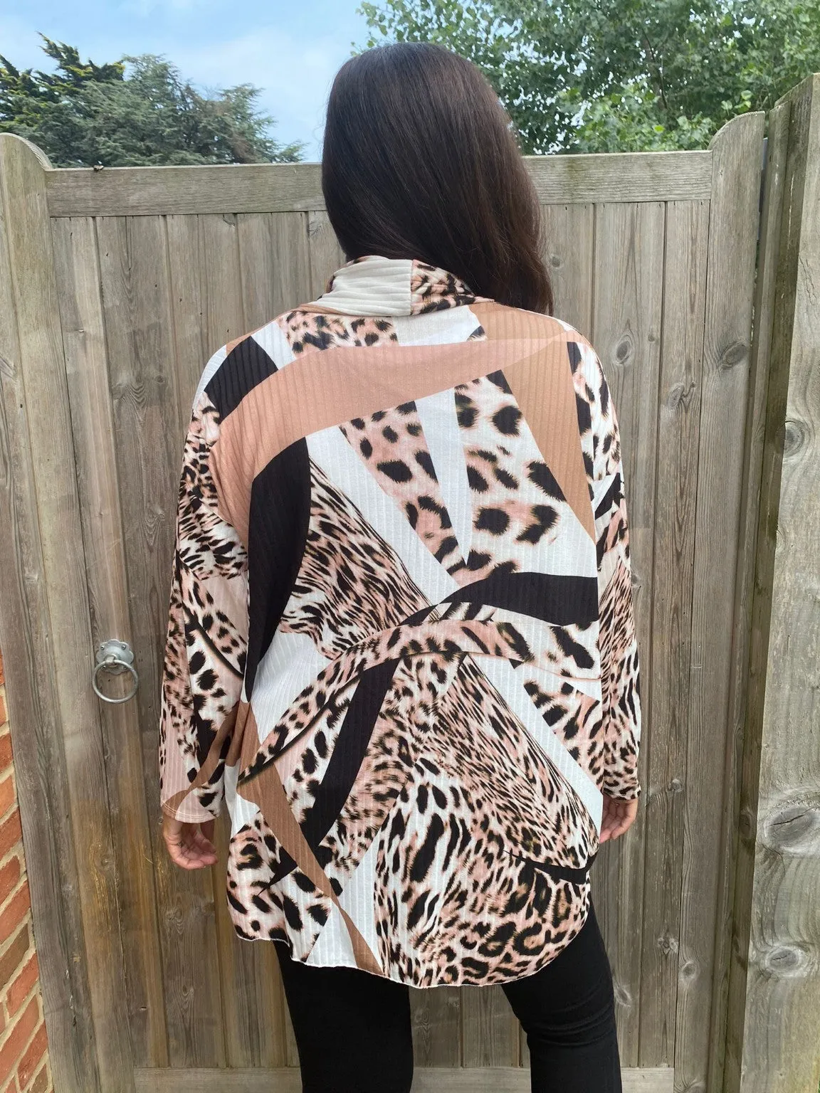 Animal Print Ribbed Cardigan