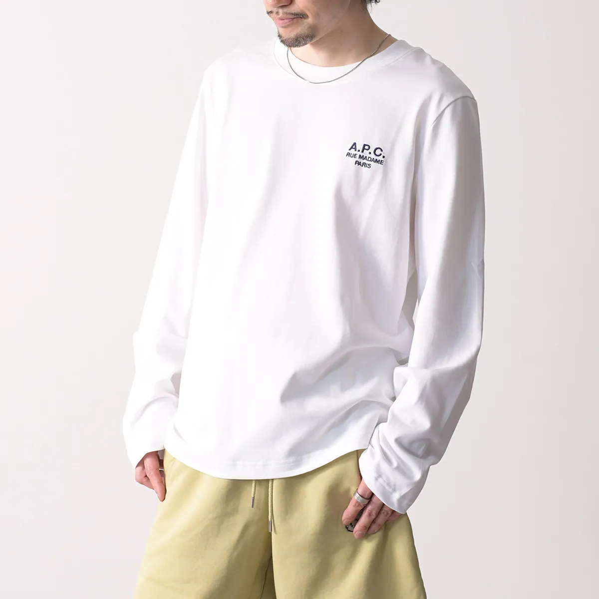 A.P.C.  |Crew Neck Long Sleeves Plain Cotton Long Sleeve T-shirt Logo