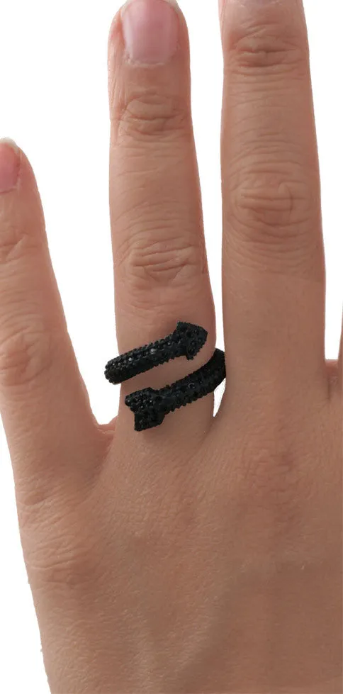 Arrow Pave Ring, Matte Black