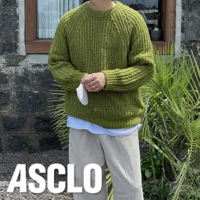 ASCLO  |Crew Neck Pullovers Unisex Long Sleeves Oversized