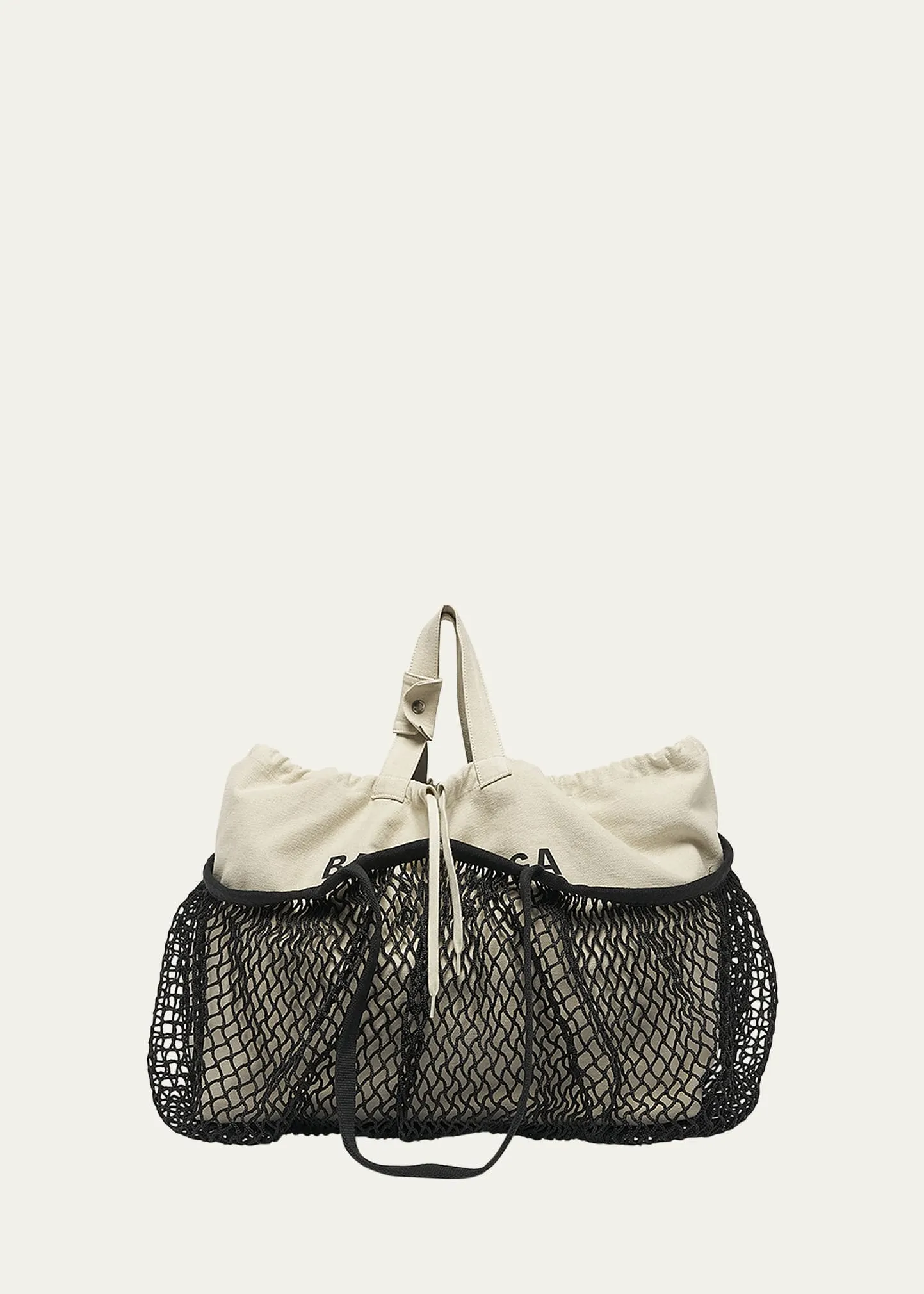 Balenciaga 24/7 Medium Washed Canvas and Fishnet Tote Bag