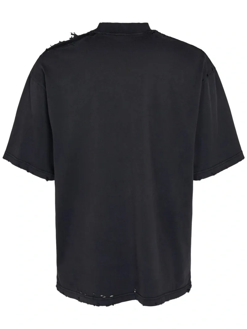 BALENCIAGA  |Crew Neck Pullovers Cotton Short Sleeves Logo Luxury