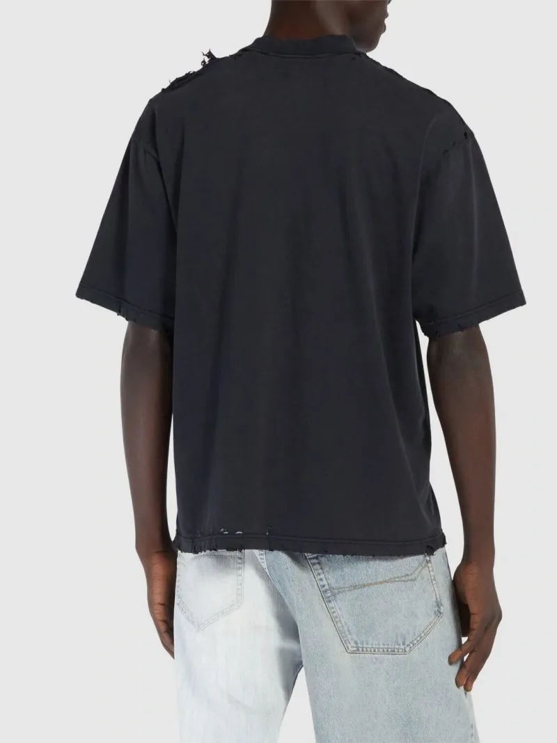 BALENCIAGA  |Crew Neck Pullovers Cotton Short Sleeves Logo Luxury