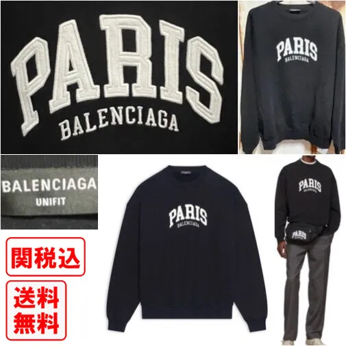 BALENCIAGA  |Pullovers Unisex Street Style Long Sleeves Cotton Logo