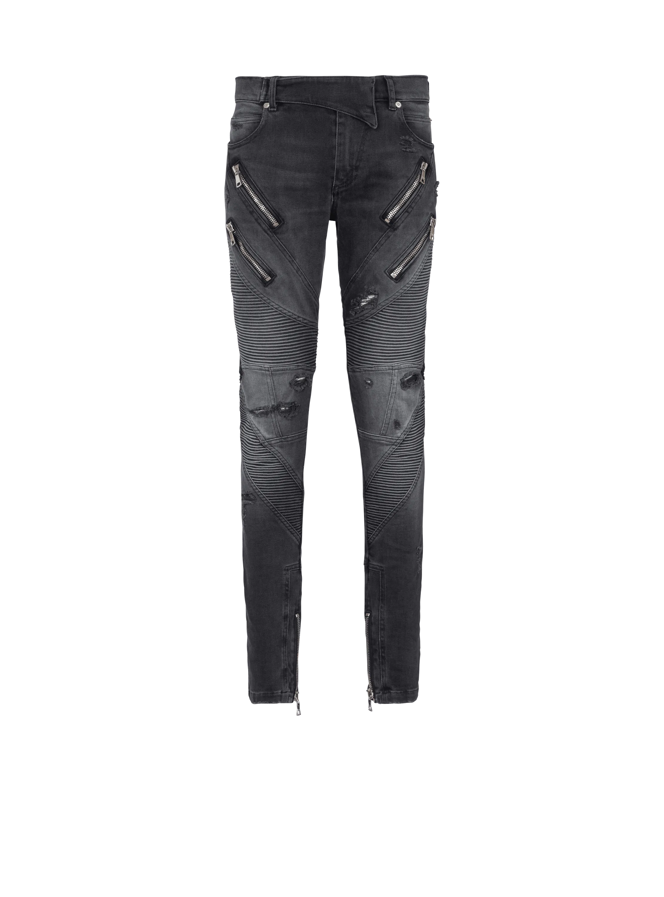 Biker jeans in faded denim