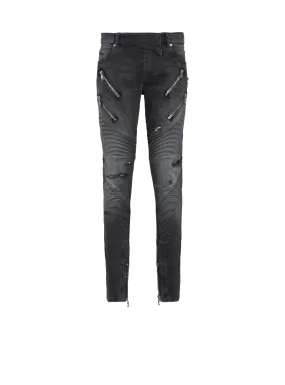 Biker jeans in faded denim