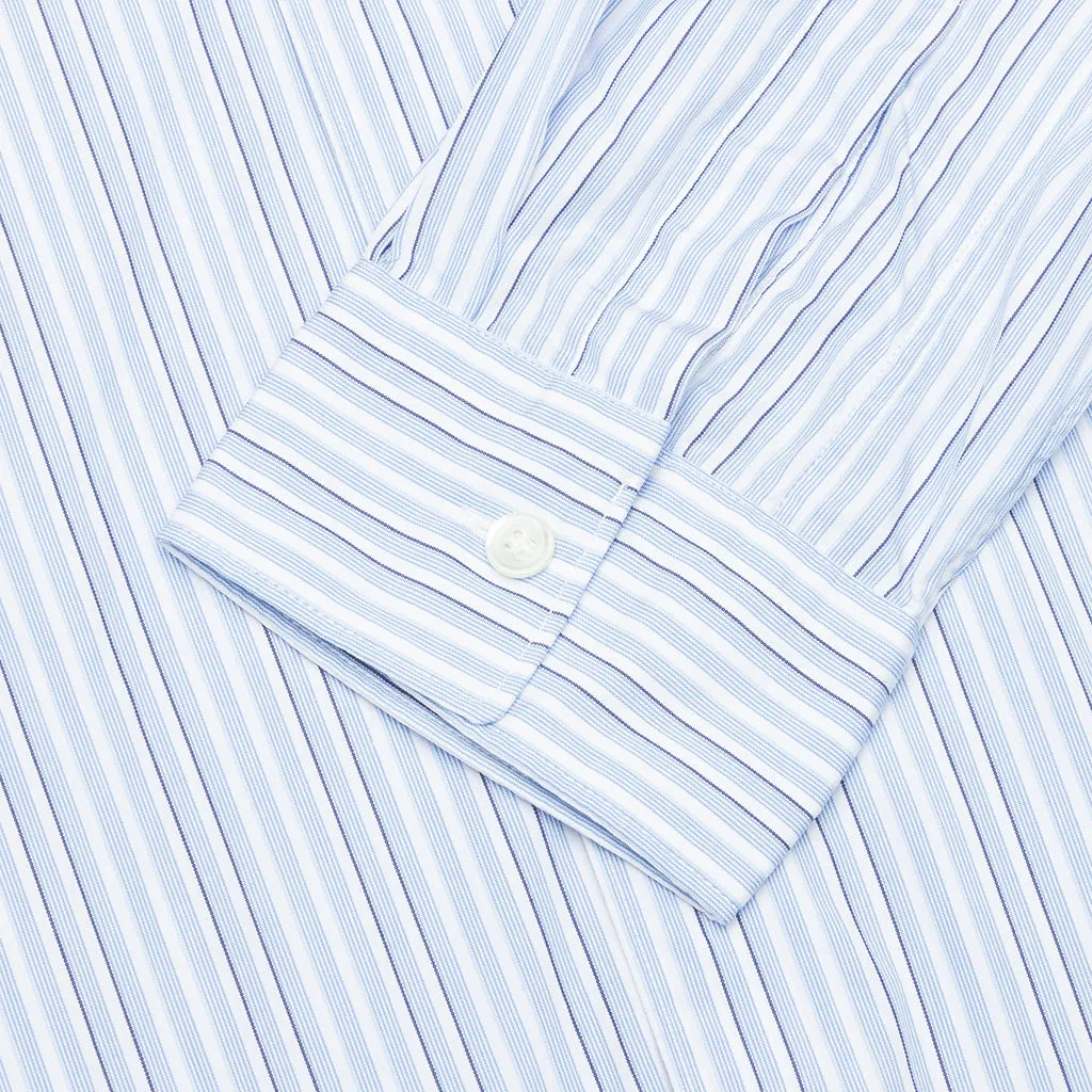 Black Emblem Stripe Button Down - Light Blue