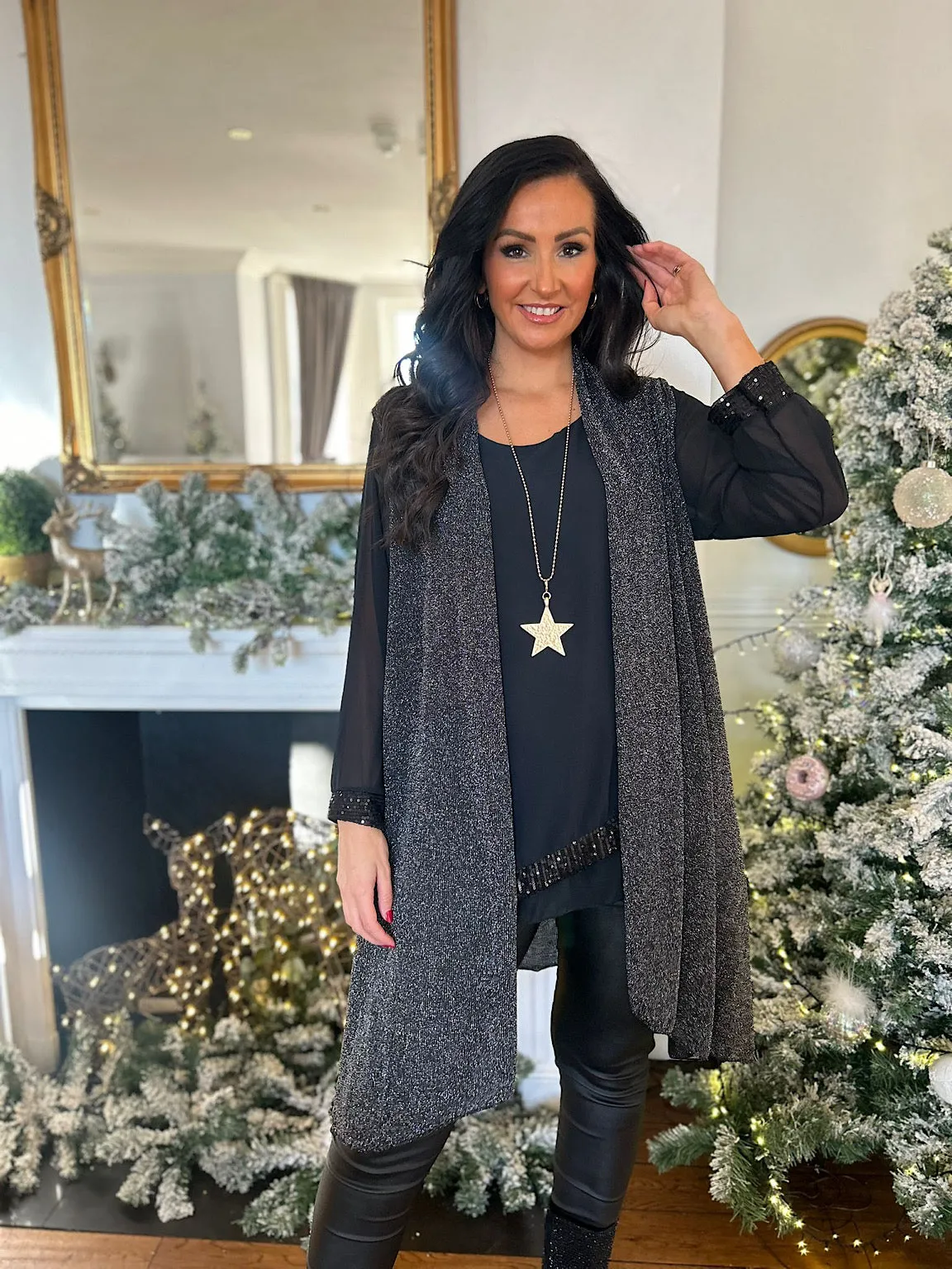 Black Sleeveless Cardigan Holly