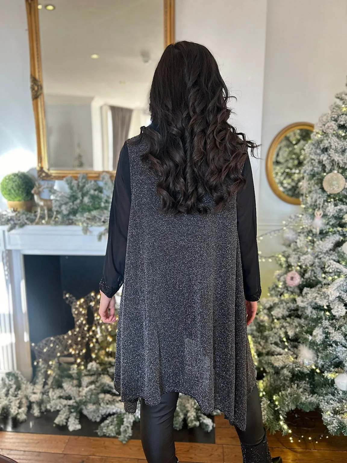 Black Sleeveless Cardigan Holly