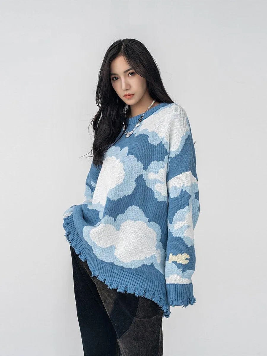 Blue Sky Ripped Sweater