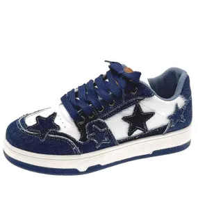 Blue star & pattern print casual shoe sneaker