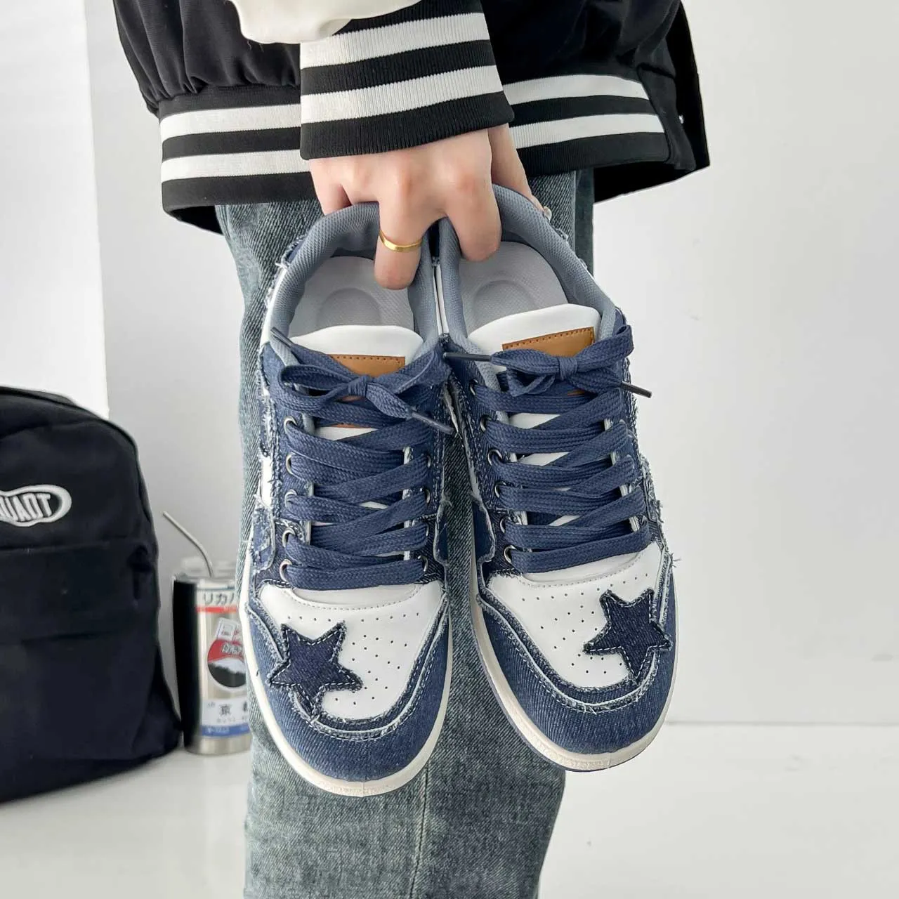 Blue star & pattern print casual shoe sneaker