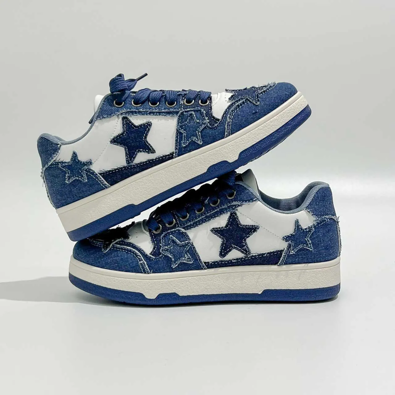 Blue star & pattern print casual shoe sneaker