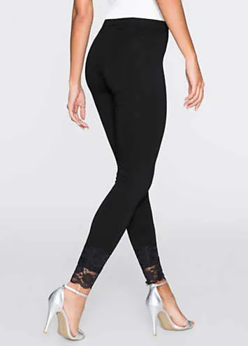 bonprix Lace Trim Leggings | Grattan