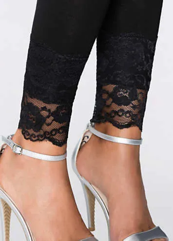 bonprix Lace Trim Leggings | Grattan