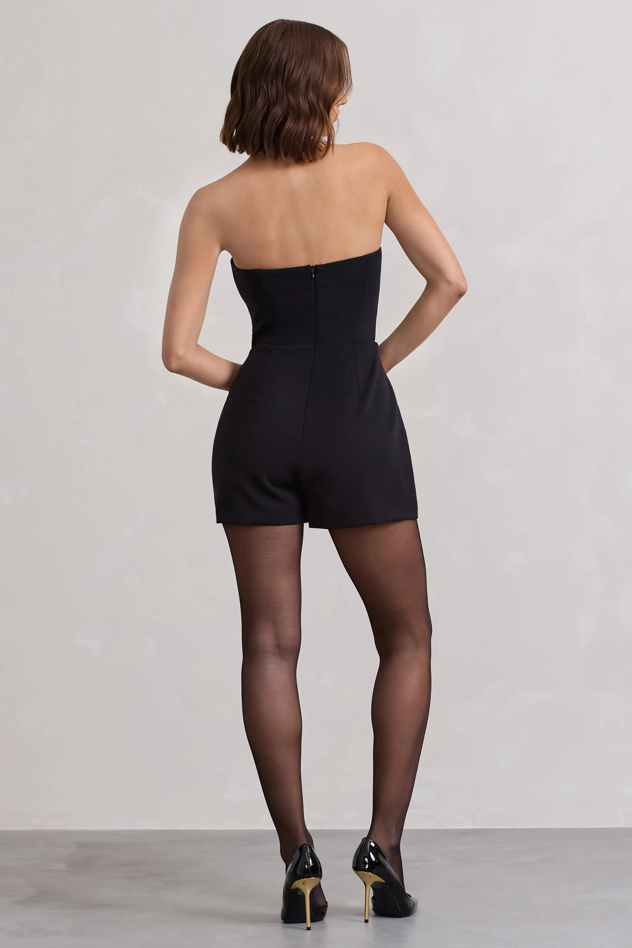 Brooklyn | Black Tailored Strapless Playsuit