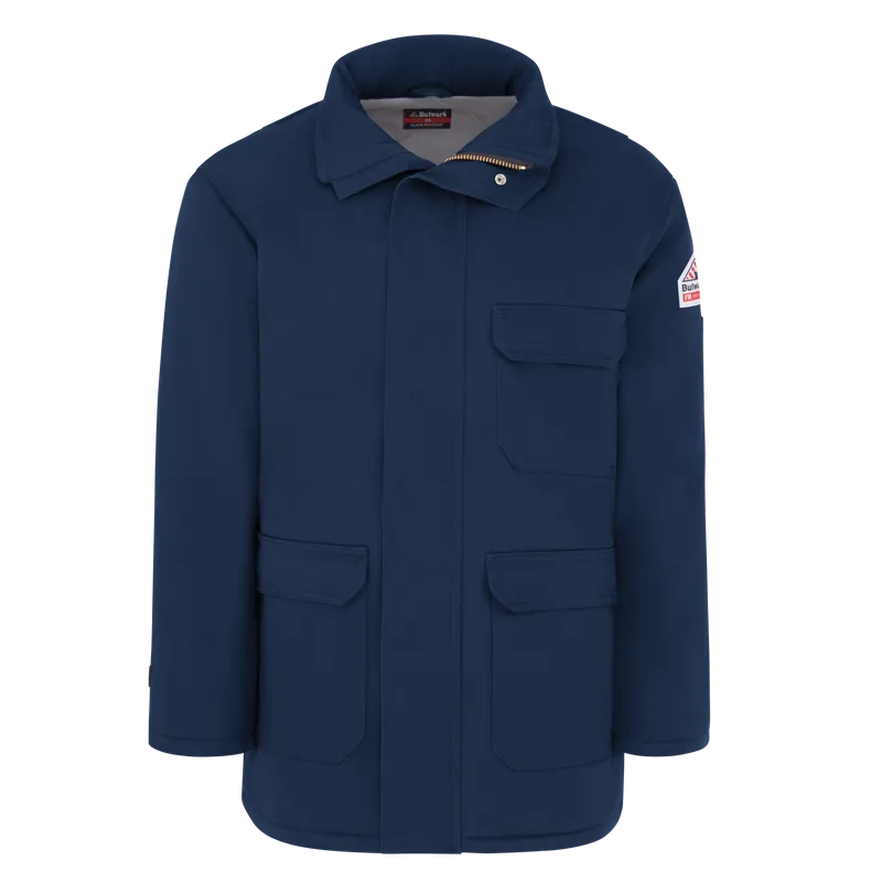 Bulwark, Men's Heavyweight Excel FR Comfortouch Insulated Deluxe Parka, JLP8, FR 7oz, Cat3, Navy - FireProtectionOutfitters