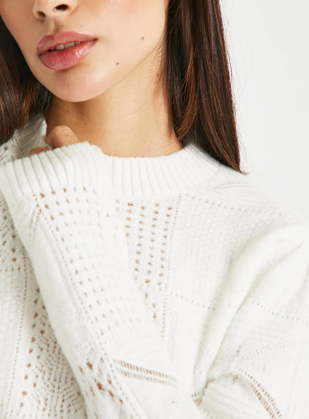 Buy Cream Patchwork Pointelle Crew Neck Jumper 14 | Jumpers | Tu