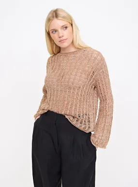 Buy Tan Pointelle Metallic Open Knit Jumper 8 | Jumpers | Tu