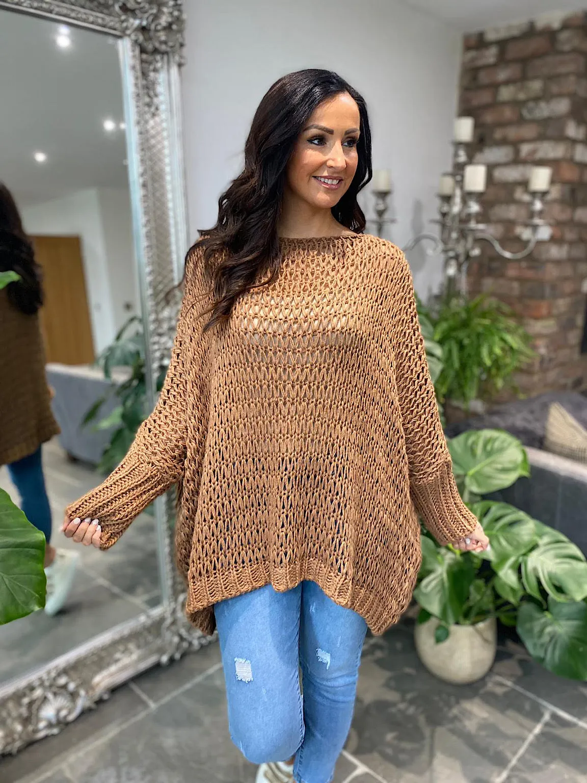 Camel Loose Weave Jumper Juliet