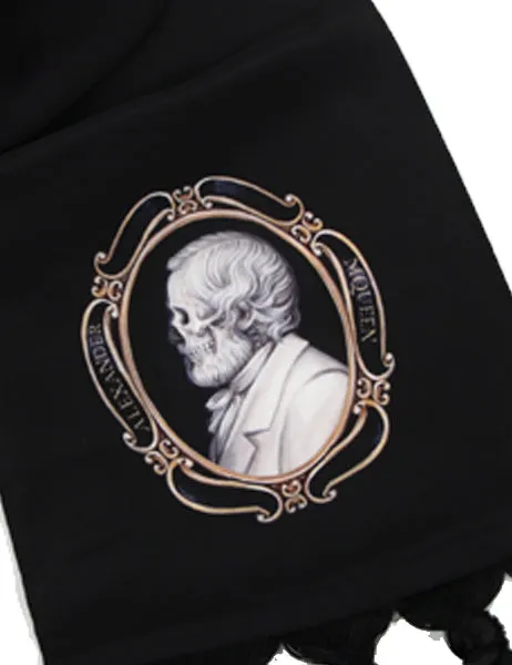 Cameo Portrait Scarf Silk Twill, Black