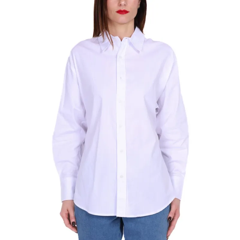 CAMICIA OVERSIZE IN POPELINE DI COTONE, BIANCO