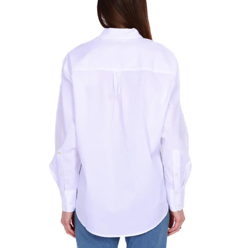 CAMICIA OVERSIZE IN POPELINE DI COTONE, BIANCO