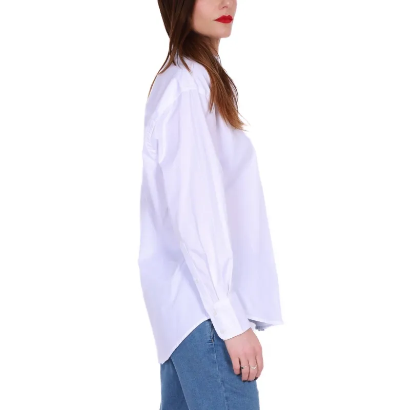 CAMICIA OVERSIZE IN POPELINE DI COTONE, BIANCO