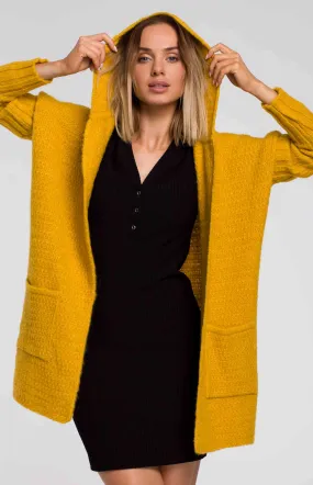 Cardigan capuche jaune miel