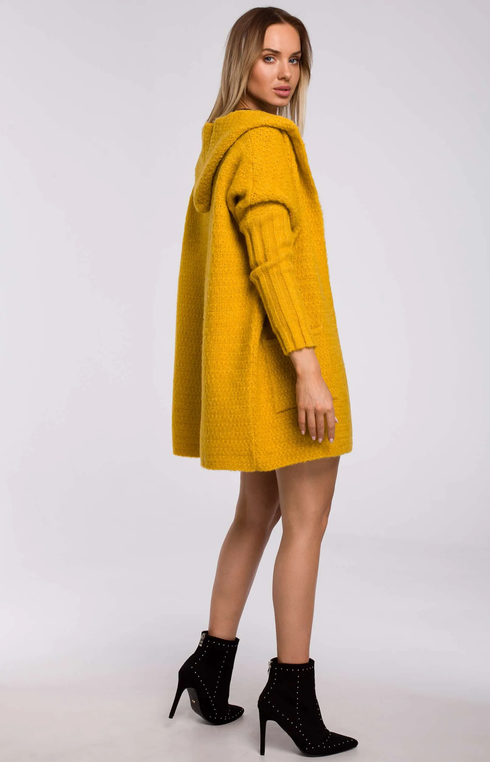 Cardigan capuche jaune miel