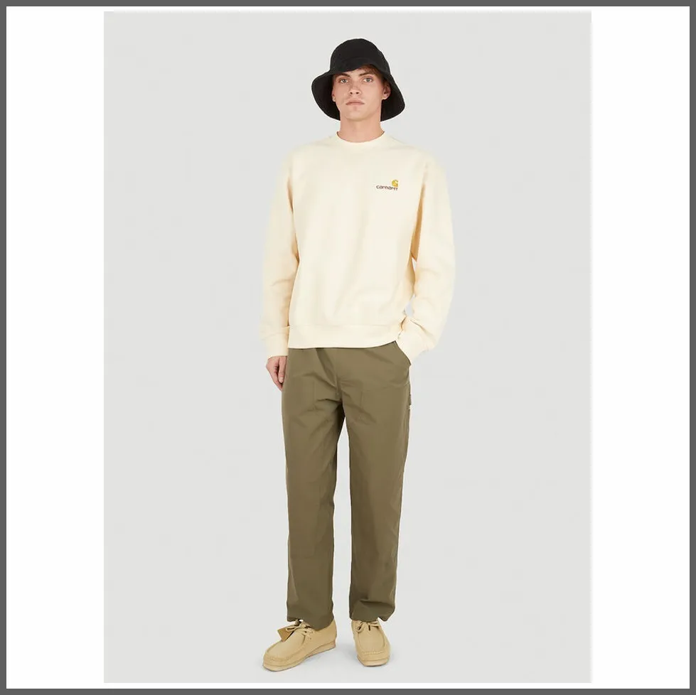 Carhartt  |Long Sleeves Plain Cotton Logo Sweatshirts