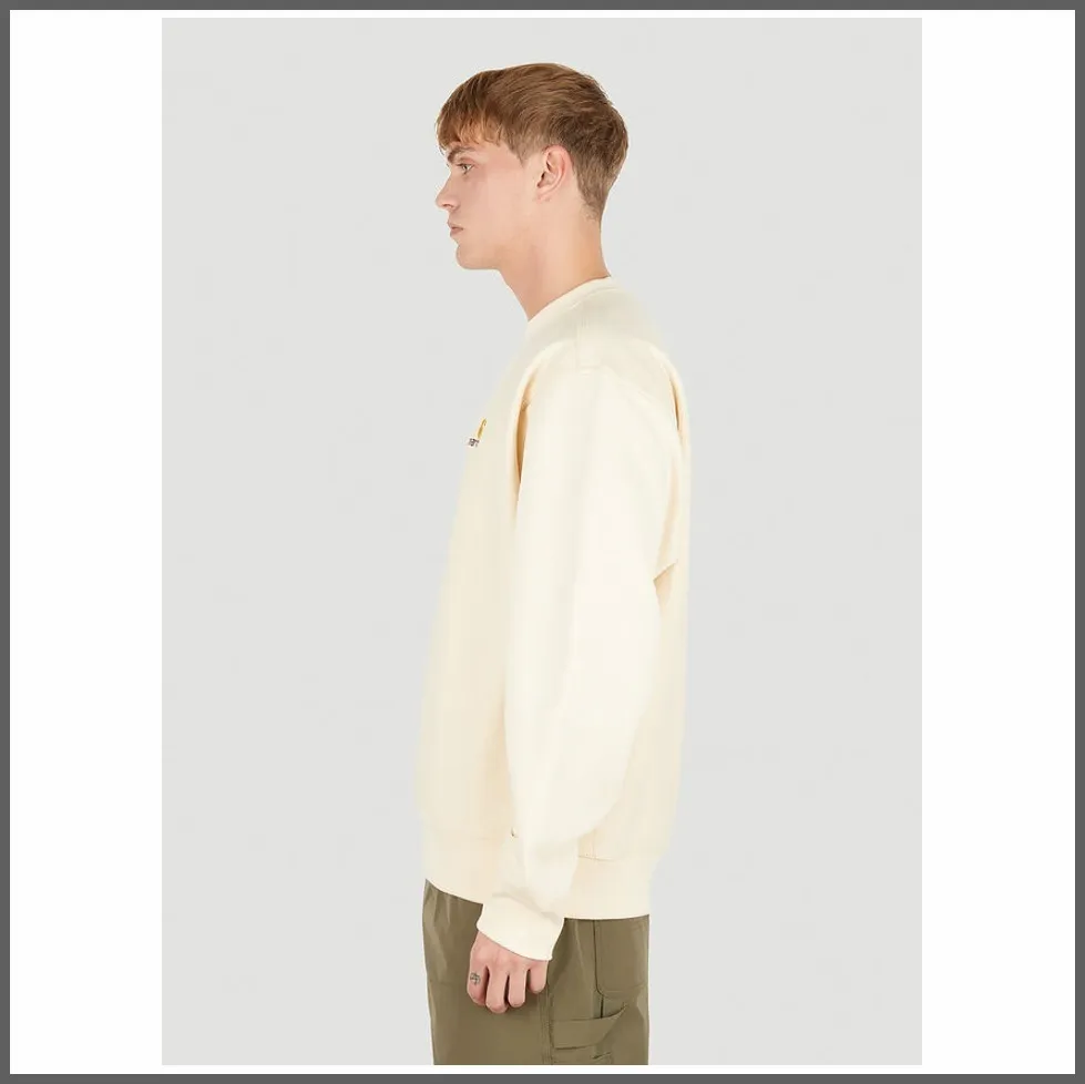 Carhartt  |Long Sleeves Plain Cotton Logo Sweatshirts