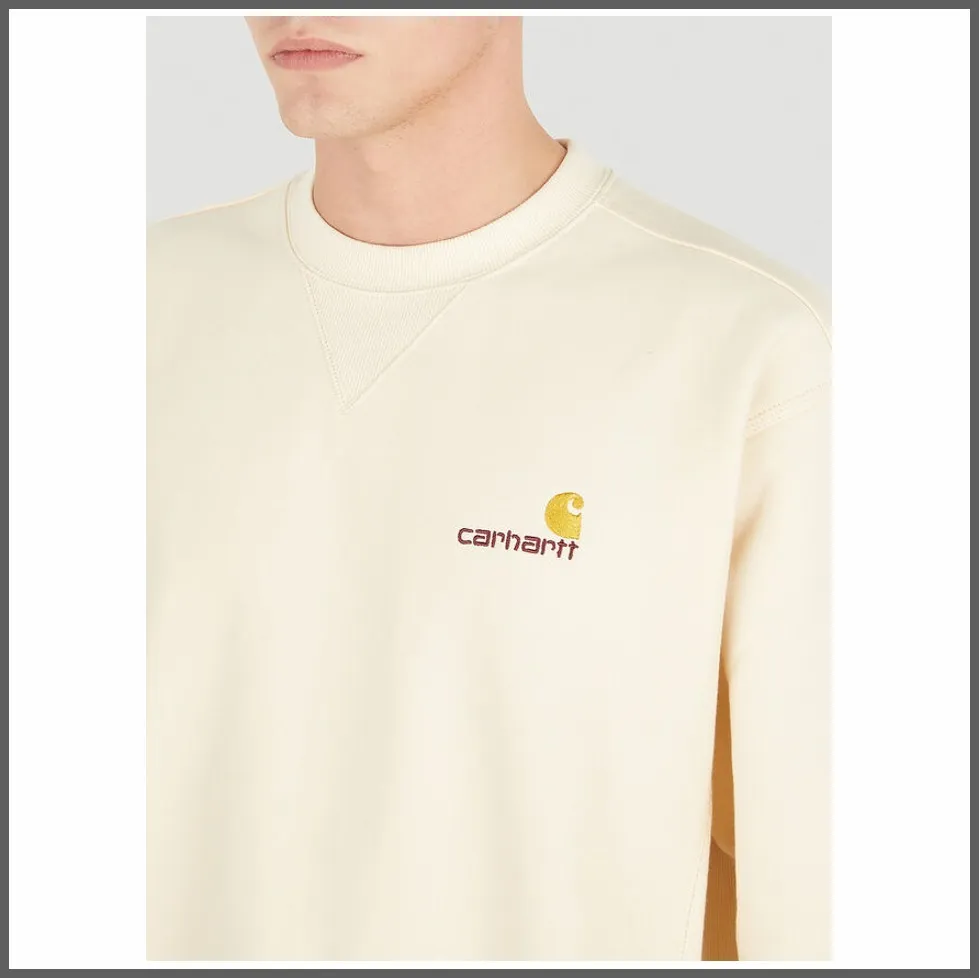 Carhartt  |Long Sleeves Plain Cotton Logo Sweatshirts