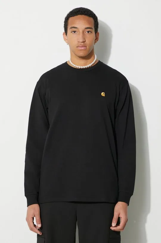 Carhartt WIP cotton longsleeve top black color