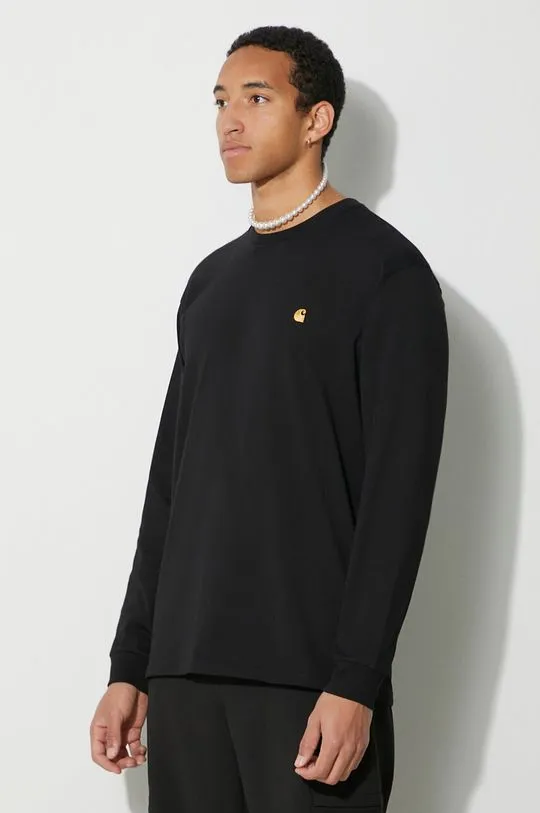 Carhartt WIP cotton longsleeve top black color