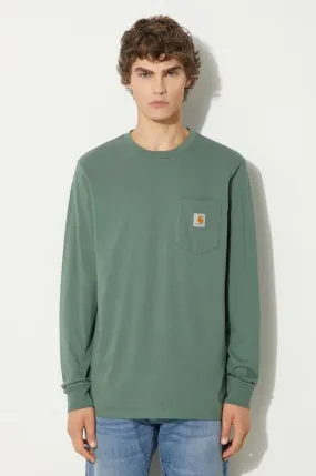 Carhartt WIP cotton longsleeve top Longsleeve Pocket green color smooth I030437.29NXX