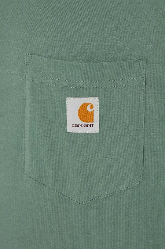 Carhartt WIP cotton longsleeve top Longsleeve Pocket green color smooth I030437.29NXX