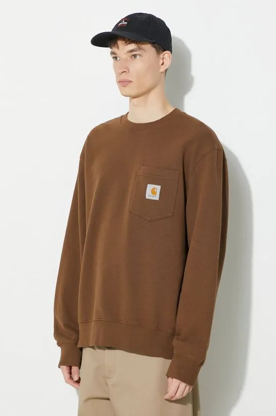 Carhartt WIP cotton sweatshirt Pocket Sweat men's brown color I030903.1ZDXX