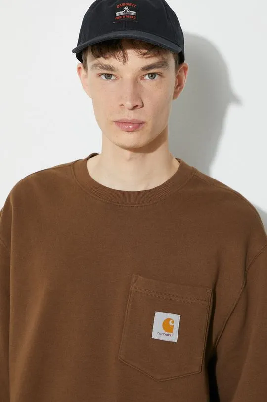 Carhartt WIP cotton sweatshirt Pocket Sweat men's brown color I030903.1ZDXX