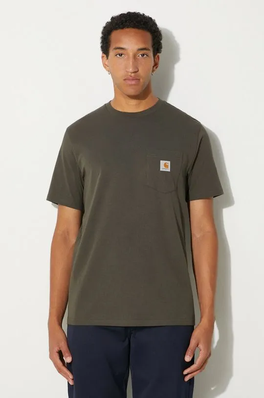 Carhartt WIP cotton t-shirt S/S Pocket men’s green color smooth I030434.964XX